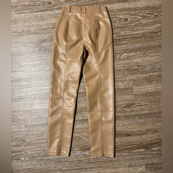 Aritzia Wilfred Rebel High Waisted Vegan Leather Pants Size 00 Sandy Beige - Picture 6 of 9